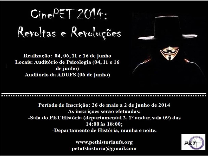 Cartaz de divulgação do III CinePET - tema: Revoltas e Revoluções.