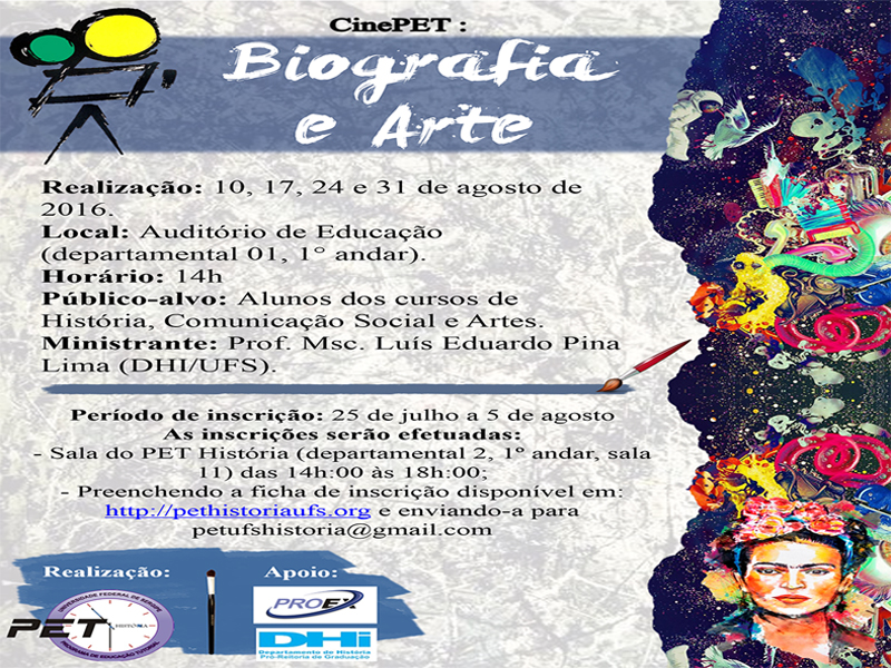 Cartaz de divulgação do V CinePET - tema: Biografia e Arte.