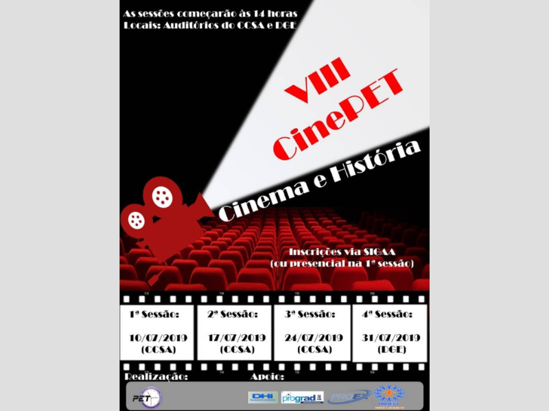 Cartaz de divulgação do VIII CinePET - Tema: Cinema e História